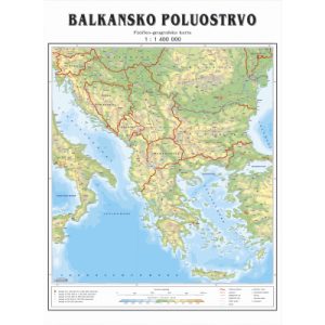 ZIDNA KARTA FIZIČKO GEOGRAFSKA - BALKANSKO POLUOSTRVO