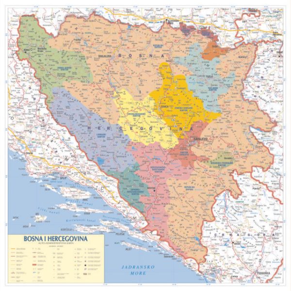 ZIDNA KARTA  AUTO ADMINISTRATIVNA  – BOSNA I HERCEGOVINA