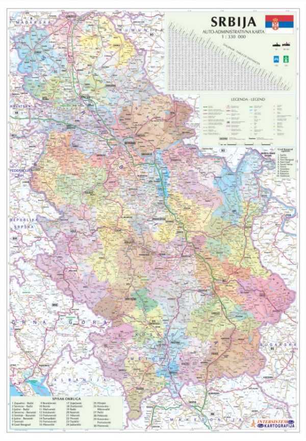 ZIDNA KARTA AUTO ADMINISTRATIVNA – SRBIJA