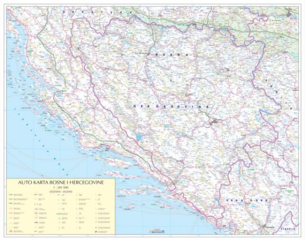 ZIDNA KARTA - AUTO KARTA BOSNA I HERCEGOVINA