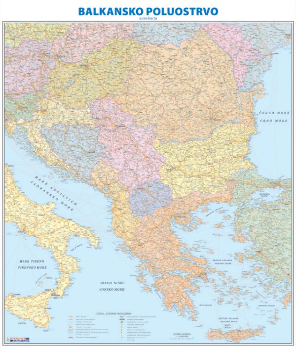 ZIDNA KARTA - AUTO KARTA BALKANSKO POLUOSTRVO