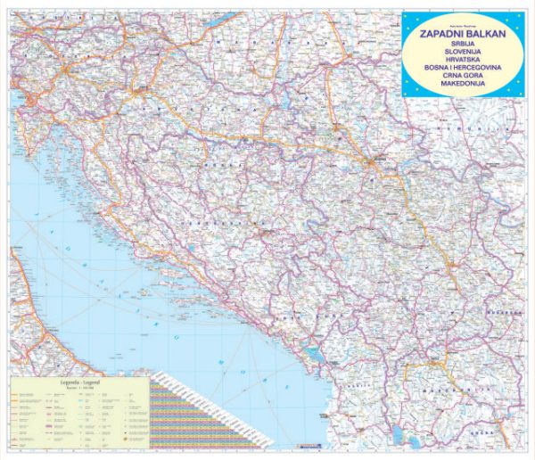 ZIDNA KARTA - AUTO KARTA ZAPADNI BALKAN