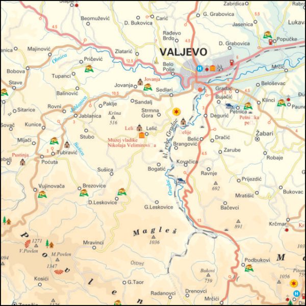 ZIDNA KARTA FIZIČKO GEOGRAFSKA/AUTO – ZAPADNA SRBIJA - Image 2
