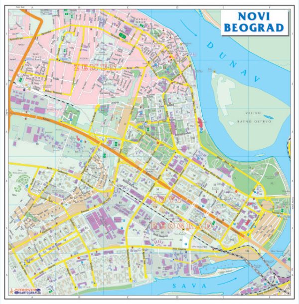 ZIDNA KARTA - PLAN GRADA – NOVI BEOGRAD
