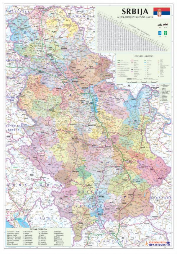 ZIDNA KARTA STATISTIČKE FUNKCIONALNE TERITORIJALNE JEDINICE – SRBIJA - velika